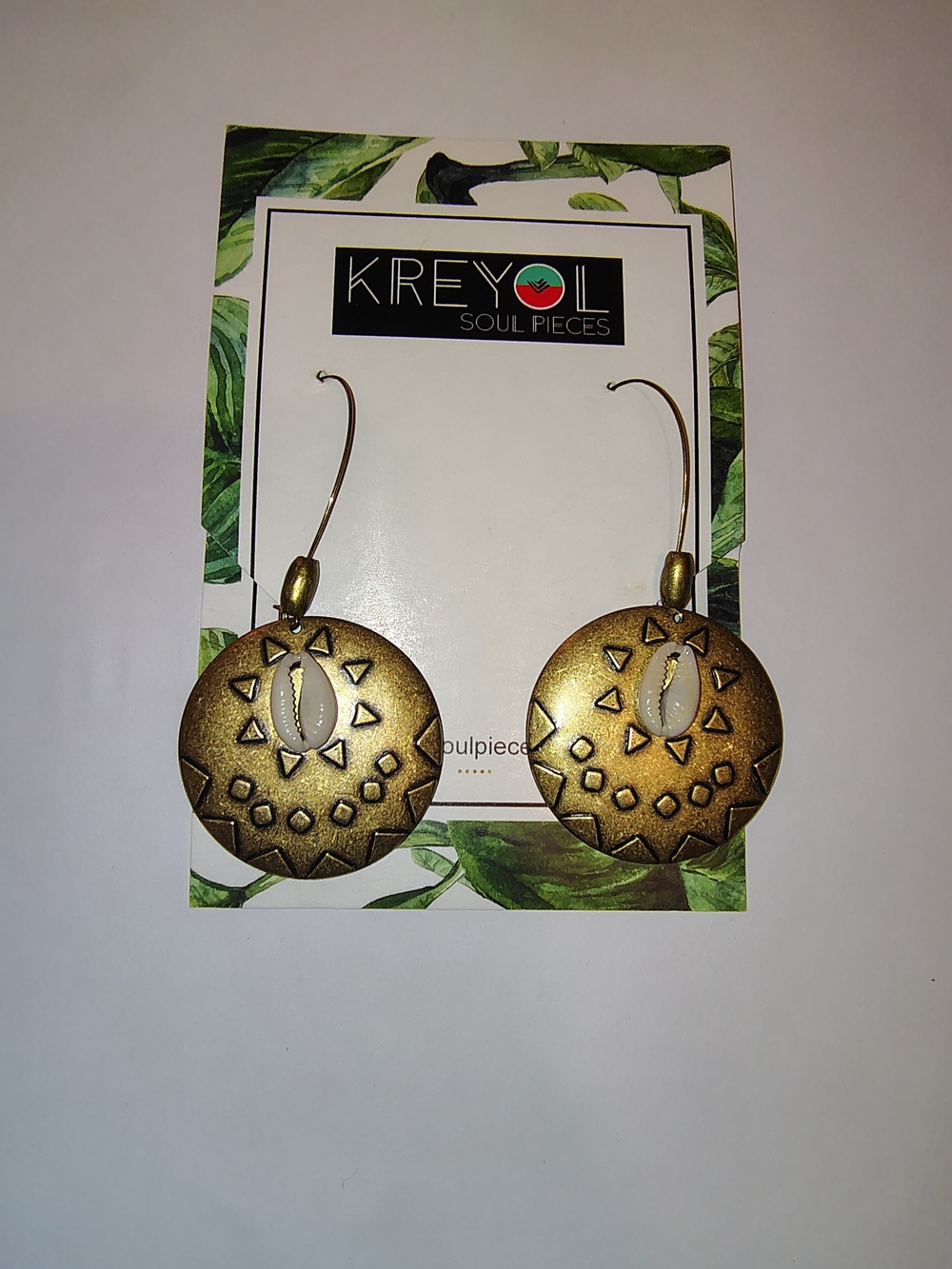 Kreyol Soul Pieces Gold Tone Round Dangle Earrings